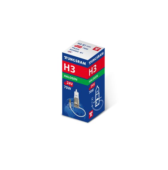 Галогеновая лампа Tungsram H3 70W 24V (1 шт./коробка) Standart | Зображення 1