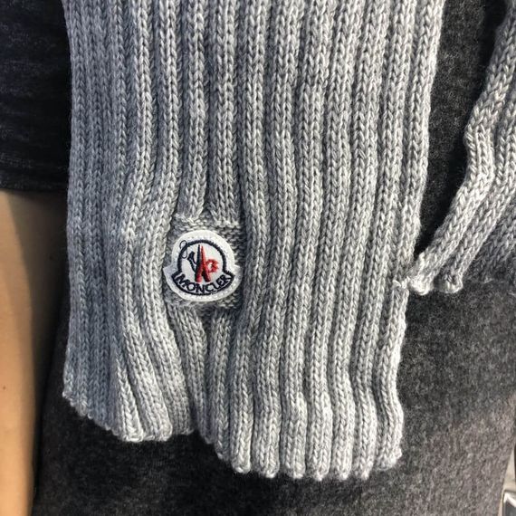 Зимний комплект Moncler Winter Hat Knitted Pompon and Scarf Gray | Зображення 6