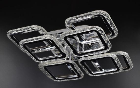 Люстра світлодіодна стельова LED світильник для квартири на стелю лед з пультом 26528 Хром 11х46х46 см.