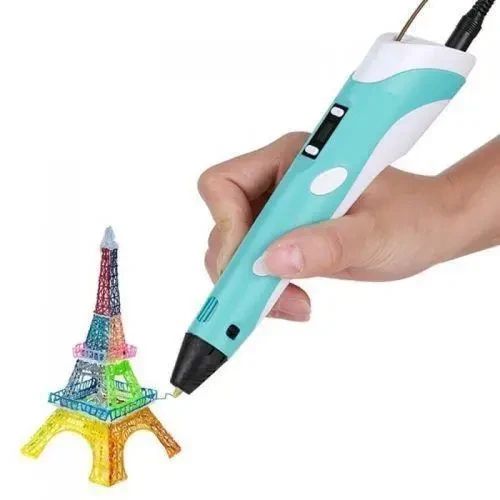 3D ручка c LCD дисплеем и набором эко пластика для 3Д рисования 3D Pen Blue | Зображення 3