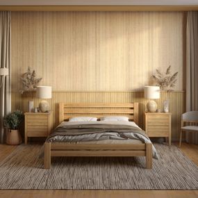 Односпальне дерев'яне ліжко Mebigrand Прем'єра Горіх світлий 90х200 см (MBG-2726)