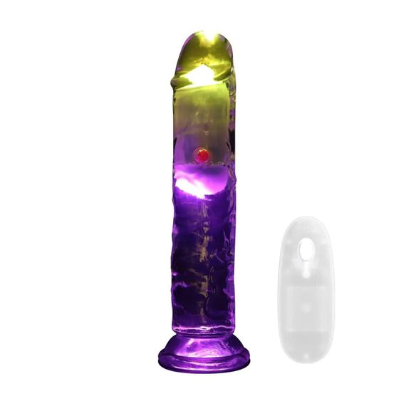 Анальна пробка з вібро LED Vibrating Straight Cock - 18 cm - Transparent Sex Aura
