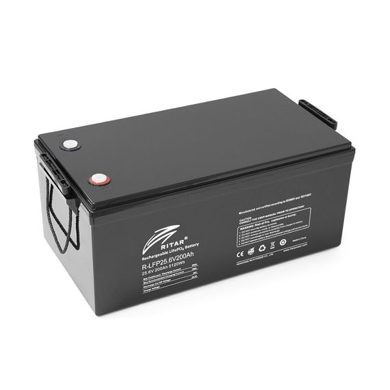 Аккумуляторная батарея Ritar LiFePO4 25.6V 200A h BMS100A@8S (522 х 240 х 219)