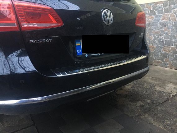 Накладка на задний бампер OmsaLine Глянец (SW, нерж) для Volkswagen Passat B7 2012-2015 гг. | Зображення 1