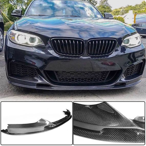 Накладка на передній бампер V2 (для F22/23 M-Sport, Карбон) для BMW 2 серія F22/23 2014-2021 рр | Зображення 1