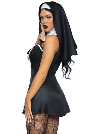 Костюм черниці Leg Avenue, XS, Naughty Nun 2 предмети, чорний | Зображення 2