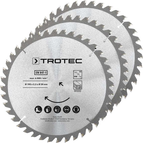 Диск пиляльний Trotec 190х20х2,2 HW40 Wood (3 шт) (6215001331)