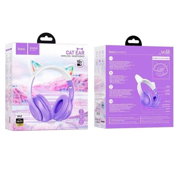 Беспроводные наушники HOCO W42 Cat ears BT headphones Purple Grape | Зображення 2