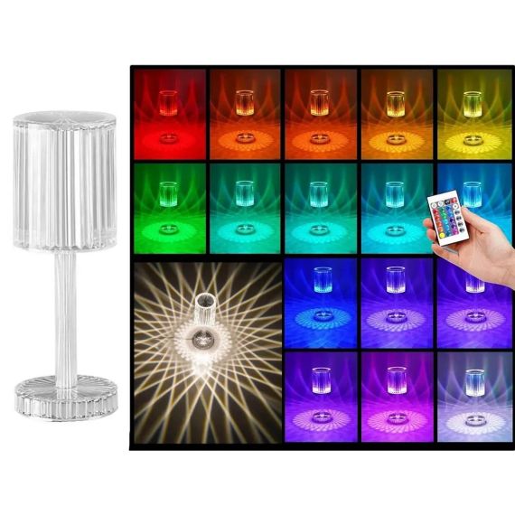 Декоративный LED светильник Crystal light, с пультом ДУ / Настольная аккумуляторная лампа | Зображення 1