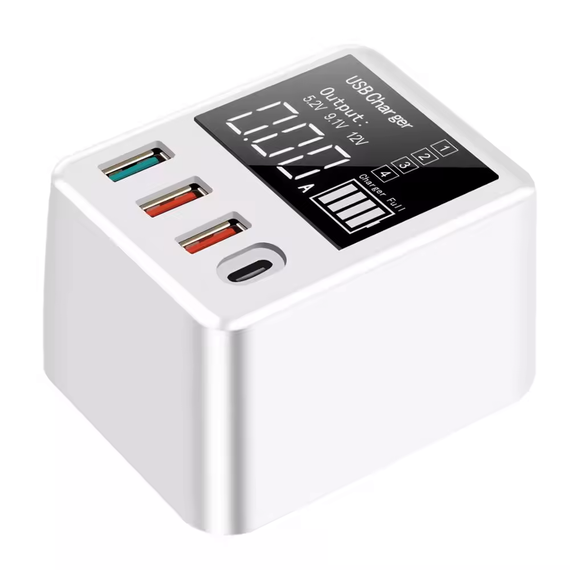 Сетевое зарядное устройство с экраном Addap WLX-A9T+, СЗУ на 3 USB + Type-C, 40W | Зображення 1
