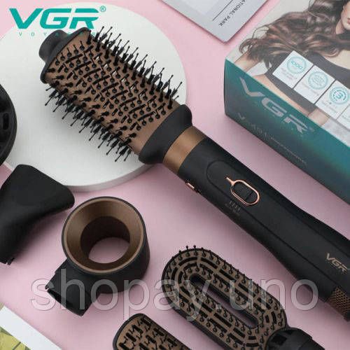 Фен стайлер для укладки и завивки волос VGR V-491 6 в 1, Professional, 1000 Вт, Фен с насадками | Зображення 1