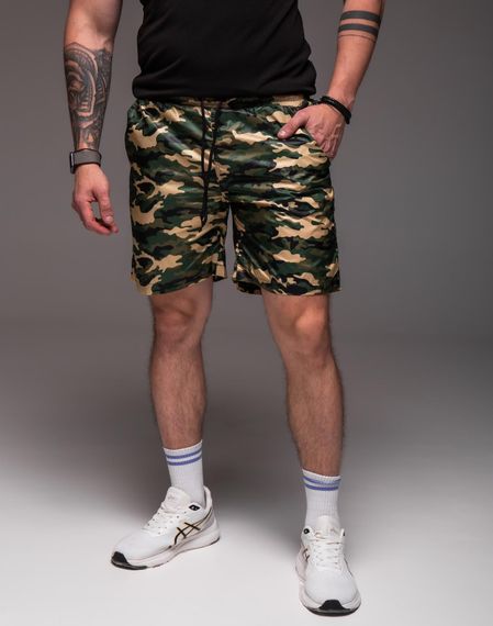 Мужские легкие шорты из плащевки внутри с сеткой RA2040, цвет каммуфляж, размер М