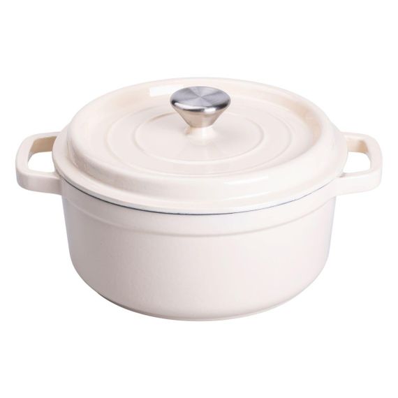 Кастрюля чугунная эмалированная 3 л с крышкой Ø24 см Бежевая