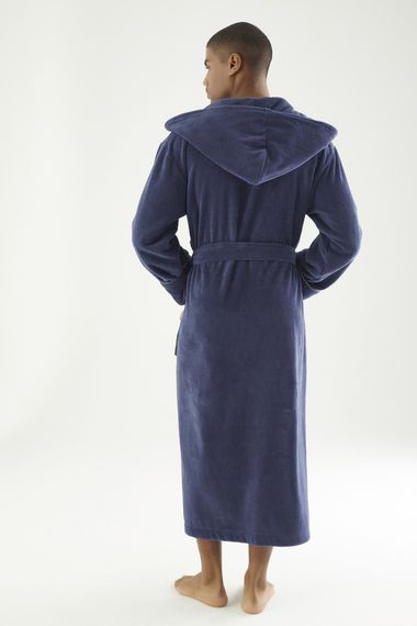 Чоловічий велюровий халат Nusa 7230 з капюшоном, сірий, 2XL | Зображення 3