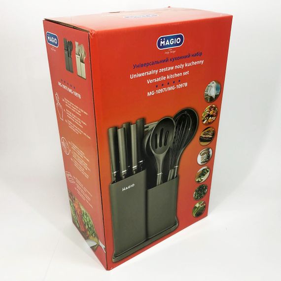 Кухонные наборы на подставке Magio MG-1097I, Набор силиконовых форм для кухни, Кухонные AQ-236 приборы силикон | Зображення 6