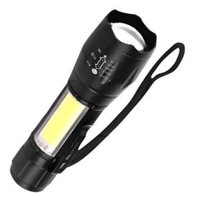 Ліхтарик ручний у металевому корпусі W601-XPE(red)+COB(white) Чорний