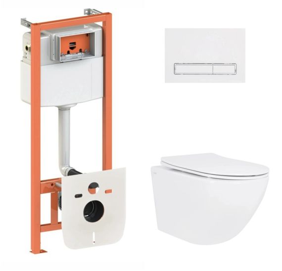 Набір Qtap Nest 4 в 1 підвісний унітаз Jay Ultra Quiet 520x360x320 + комплект інсталяції QT07335175W48180