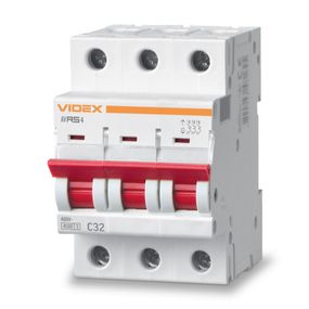 Автоматичний вимикач Videx RS4 3p 32A C 4.5kA VF-RS4-AV3C32