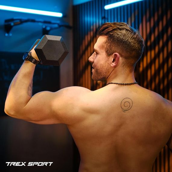 Гантеля шестигранная прорезиненная TX-250RD Trex Sport 25кг | Зображення 5
