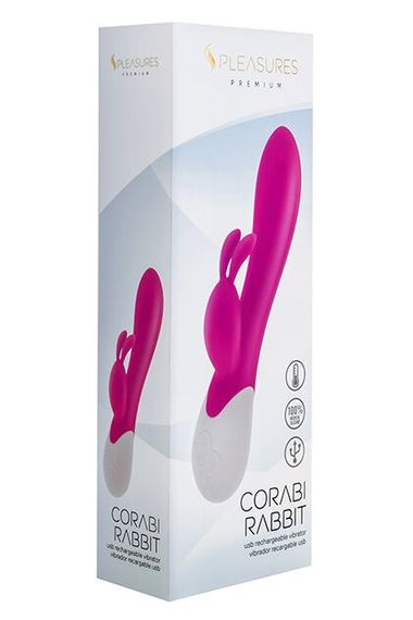 Вібратор-кролик S Pleasures Premium Corabi Rabbit, рожевий, вушка для клітора, 16 режимів, нагрів | Зображення 2
