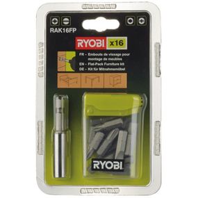 Набор бит Ryobi RAK16FP 15шт, 25мм, магнитный держатель 60мм (5132002679)