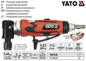 Шліфувальна пневматична кутова YATO Польща шпиндель Ø=6 мм YT-09676