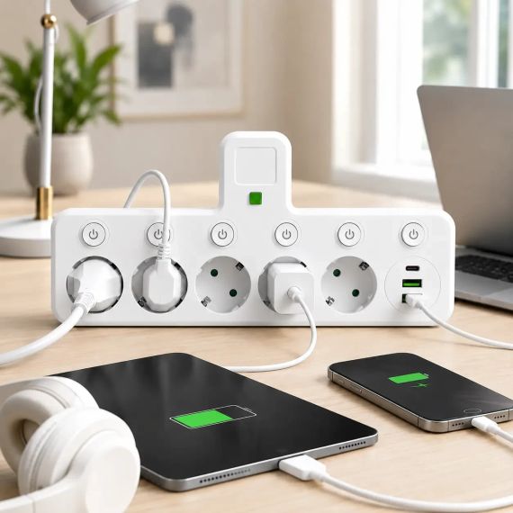 Сетевой фильтр 5 розеток + USB/адаптер на 5 розеток + USB с индивидуальными кнопками и LED-подсветкой | Зображення 2