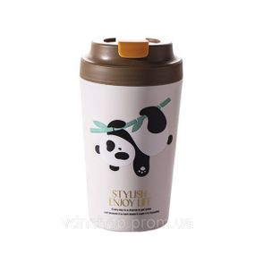 Термокружка Panda с фарфоровой колбой 380 мл Коричневая HP-14-12BR