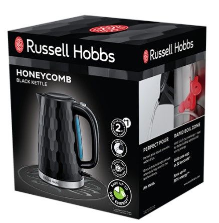 Чайник Russell Hobbs 26051-70 Honeycomb Black, 2400 Вт, 1,7 л, відкидна кришка, чорний (26051-70) | Зображення 5