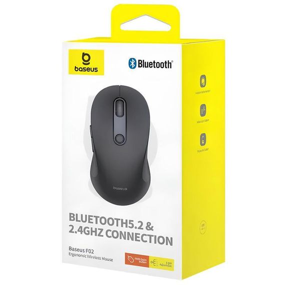 Мышь беспроводная Baseus F02 Ergonomic Bluetooth (B010555) Cluster Black | Зображення 1