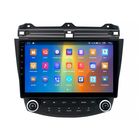 Штатная магнитола 10" Lesko для Honda Accord VII 2002-2006 2/32Gb CarPlay 4G Wi-Fi GPS Prime IPS Хонда | Зображення 1