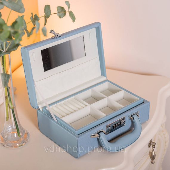 Скринька для прикрас з еко шкіри 2 яруси з кодовим замком органайзер для ювелірних виробів HP-5-24BL | Зображення 7