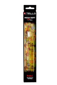 Дитяча зубна щітка Tello Kids 10400 Mega Soft Black (від 0 до 5 років), жовта