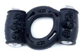 Эрекционное вибро кольцо BOSS Vibrating Cock Ring Double Black, BS6700037 sexstyle