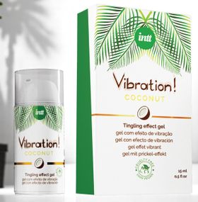 Рідкий вібратор Intt Vibration Coconut Vegan (15 мл) — інтимний збуджуючий гель з ефектом вібрації, кокосовий аромат, 100% вегансь