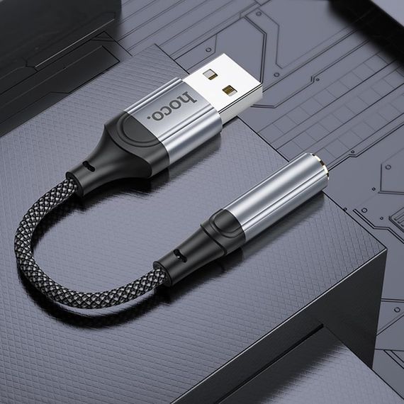 Переходник Hoco LS36 Fresh USB to 3,5 AUX Black | Зображення 3