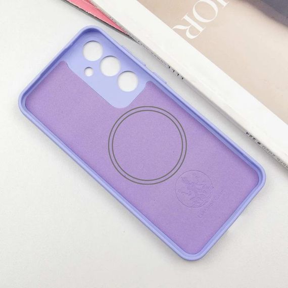 Чехол Silicone Cover Lakshmi Full Camera (AA) with MagFit для Samsung Galaxy S24 FE Белый / White Бузковий / Dasheen | Зображення 2