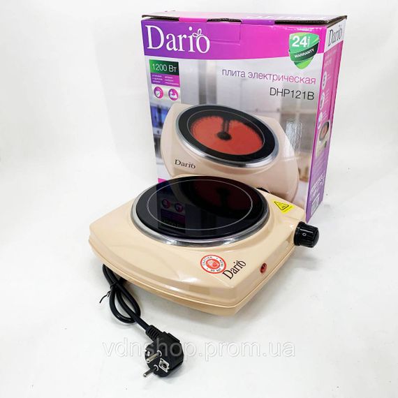 Плита электро для домашнего приготовления DARIO DHP121B 1200 Вт, Бытовая плита для приготовления AO-72 | Зображення 8