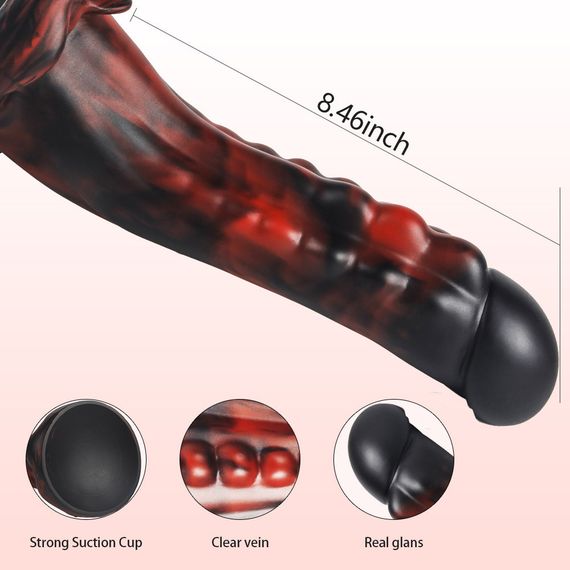 Фантазійний фалоімітатор із агресивним рельєфом “Dark Red/Black” Sex Aura | Зображення 1