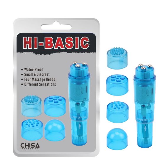 Вібратор кліторальний з насадками Chisa Hi-Basic, блакитний Sex Aura
