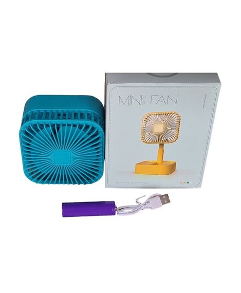 Вентилятор настольный портативный Mini Fun JY-1 129 аккумуляторный складной Бирюзовый | Зображення 1