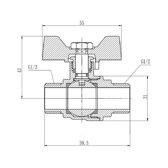 Кран кульовий Thermo Alliance Forte 1/2" НР для води (метелик) SF606W15 | Зображення 1