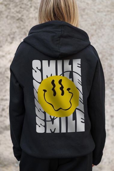 Утеплене зіп худі на флісі зіпер з принтом Smile Without Kane Black | Зображення 5