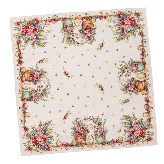Скатертина гобеленова DAMIRA LUREX Limaso, 97х100, Квадратна, Великодній, Золотий люрекс, 60% поліестер, 24% бавовна, 16% акрил, Гобелен