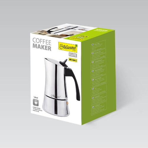 Кавоварка гейзерна 100мл (2 порції) нержавіюча сталь MR-1668-2 Espresso Moka Maestro | Зображення 1