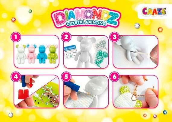 Набір для створення брелка Craze Diamondz Ведмедик зі стразами в асортименті | Зображення 6