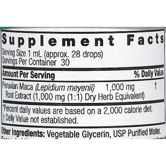 Мака Nature's Answer Maca Root, Alcohol-Free 1000 mg 30 ml /30 servings/ | Зображення 1