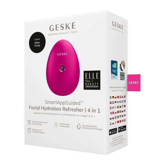 Электронный освежитель для увлажнения лица GESKE Facial Hydration Refresher 4в1 gray, Малиновый | Зображення 7