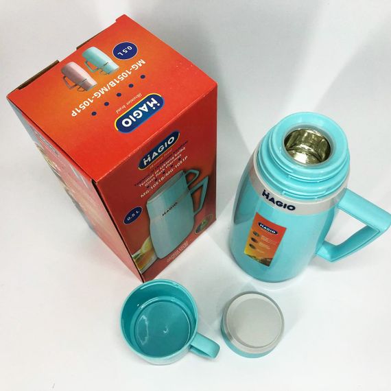 Термос Magio MG-1051B со стеклянной колбой, Хороший небольшой термос, Термос для воды. Цвет: голубой | Зображення 4