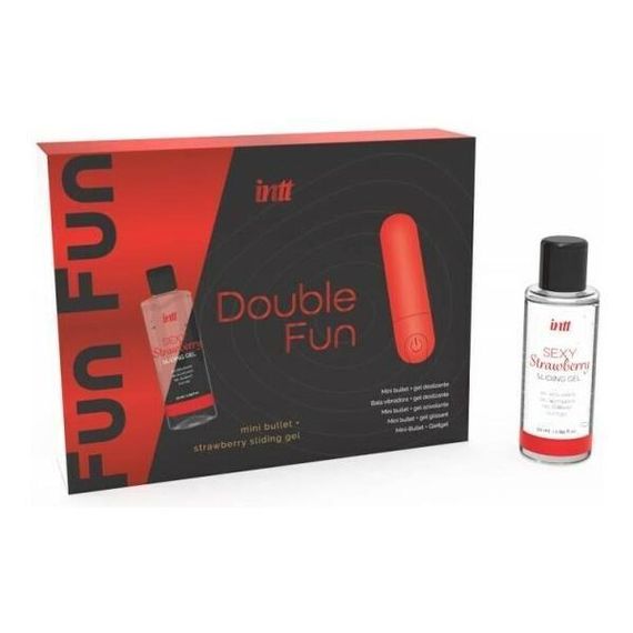 Набор Intt DOUBLE FUN: вибропуля (10 режимов, перезаряжаемая), клубничный лубрикант на водной основе | Зображення 2